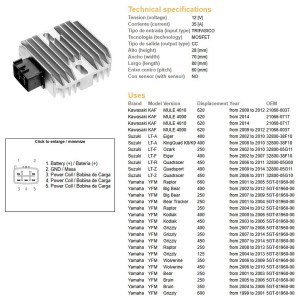 Regulator napięcia do Yamaha YFM i Suzuki LTZ400 Quadracer