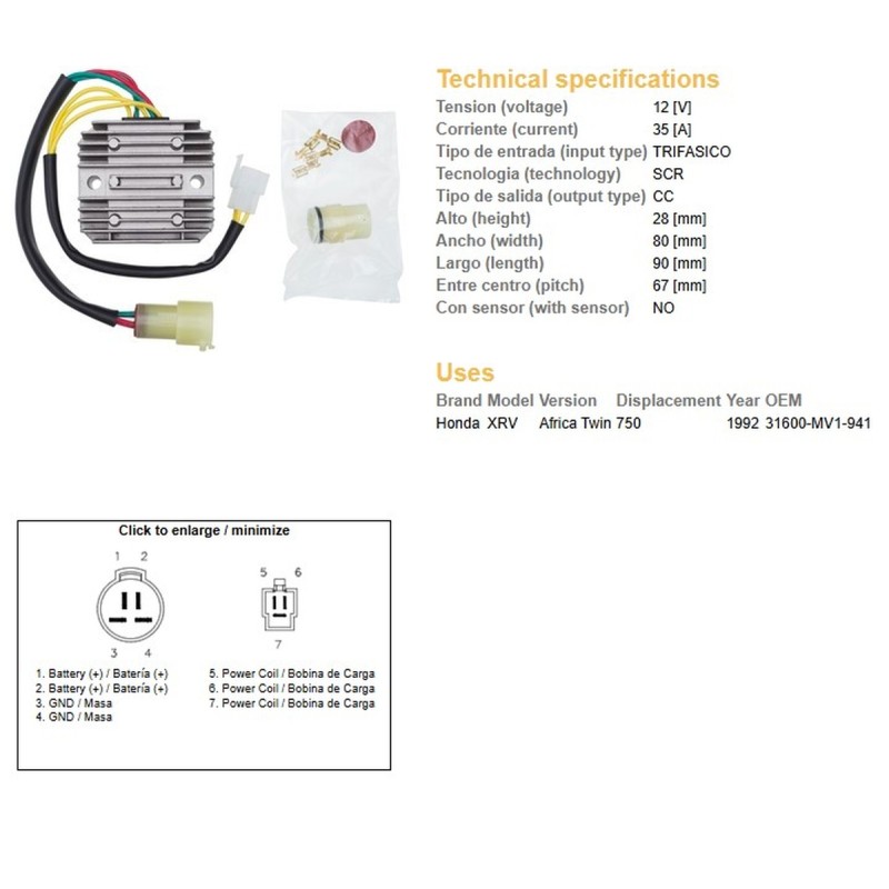 Regulator napięcia Honda XRV 750 Africa Twin '92 (31600-MV1-941) - Sklep Moto