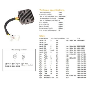 Regulator napięcia Suzuki GSF 400 Bandit '90-'94 GS 500E '89-'02 DR 650S '90-'91
