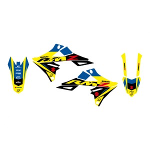 BLACKBIRD KOMPLET NAKLEJEK (OKLEIN) SUZUKI RMZ 250 '19-'25, RMZ 450 '18-'25 DREAM 5 KOLOR ŻÓŁTY NIEBIESKI