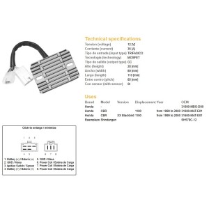 Regulator napięcia Honda CBR 1100XX '99-'00 (31600-MAT-E01) (SH579C-12) (ESR684)