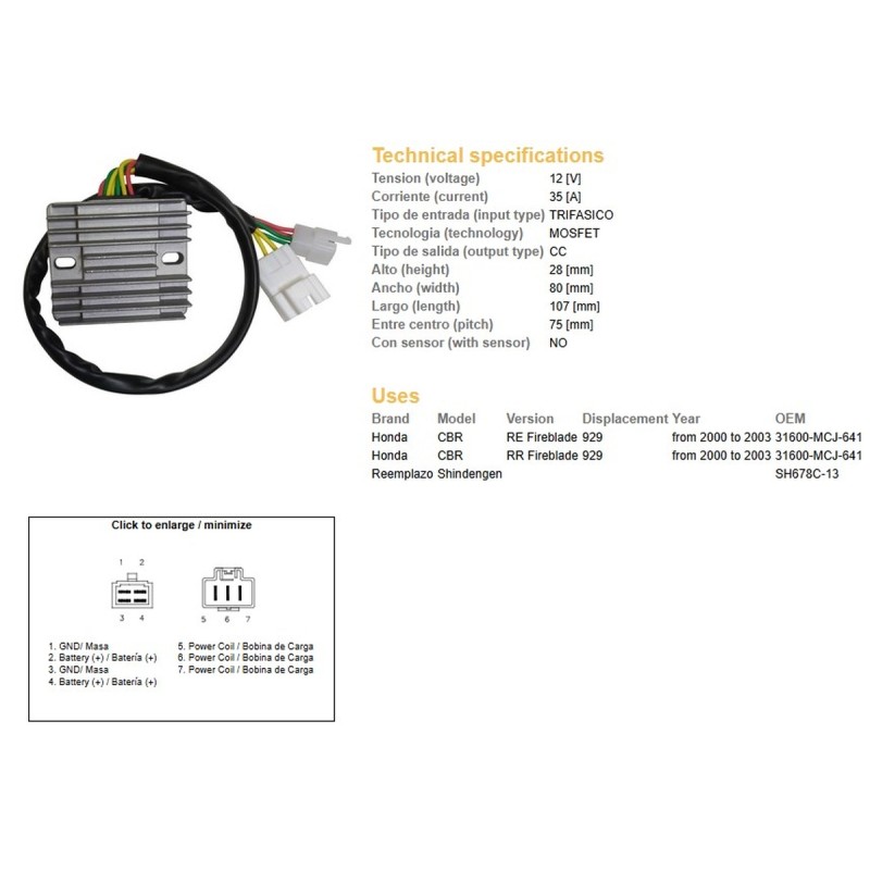 Regulator napięcia do Honda CBR 900RR (929) '00-'03