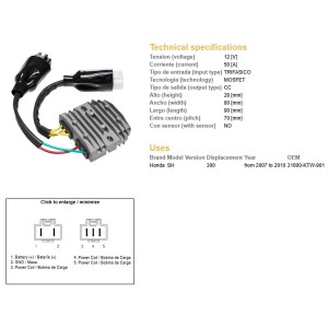 Regulator napięcia Honda SH 300 '07-'10 OEM 31600-KTW-901 MOSFET (50A)