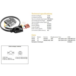 Regulator napięcia Honda XL 1000V Varadero '03-'11 (31600-MBT-D21) MOSFET (50A) (FH008AA)