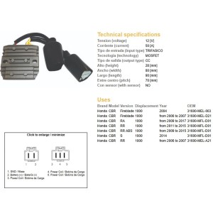 Regulator napięcia Honda CBR 1000RR Fireblade '04-'15 (50A) - Sklep Moto