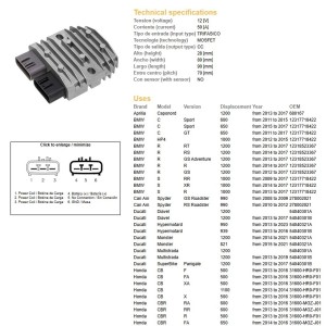 Regulator napięcia motocyklowy DZE 50A - Aprilia, BMW, Can Am, Ducati, Honda, Kawasaki, Suzuki, Triumph, Yamaha