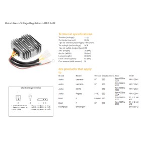 Regulator napięcia do BMW F 650F/ST, Aprilia 650 Pegaso, Leonardo 250/300ST