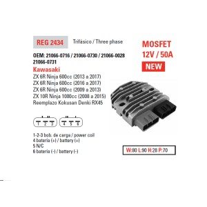 Regulator napięcia Kawasaki ZX 600R Ninja '08-'17; ZX 6R Ninja '08-'17 (ESR596)