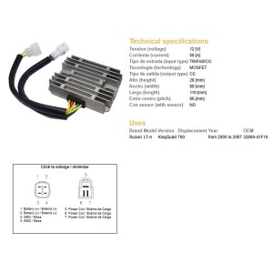 Regulator napięcia Suzuki LT-A 700 King Quad '05-'07 (32800-41F10) MOSFET (50A)