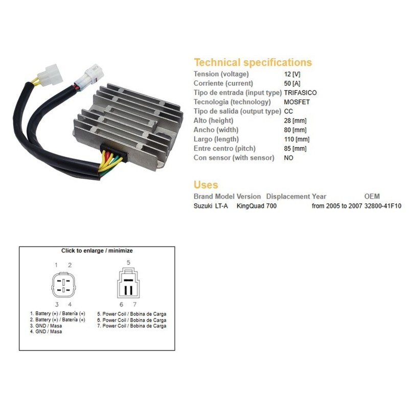 Regulator napięcia Suzuki LT-A 700 King Quad '05-'07 (32800-41F10) MOSFET (50A)