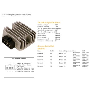Regulator napięcia Kawasaki KLF 110/185/220/250 Bayou '86-'11; KAF 300 (OEM-21066-1052)