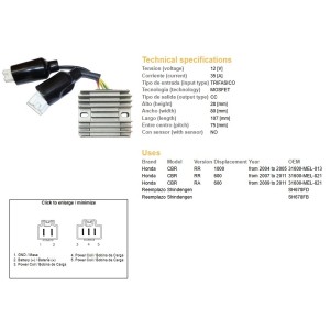 Regulator napięcia Honda CBR 600RR '07-'11; CBR 1000RR '04-'05
