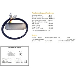 dze regulator napięcia suzuki vs 1400 intruder \'87-\'95 (oem-32800-38b00) (esr750) (sh576-12) (35a)