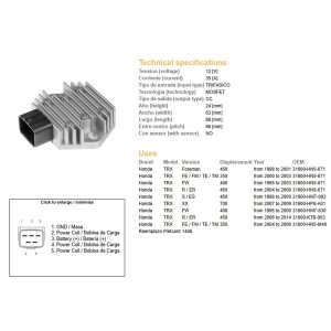 Regulator napięcia Honda TRX 350FE/FM/TE/TM '00-06; TRX 400FW '95-'03; TRX 450 Foreman '98-'14