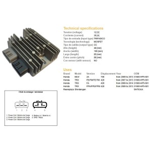 Regulator napięcia do HONDA TRX 420FE/FM/TE/TM '07-'14 oraz MUV 700 '09-'13