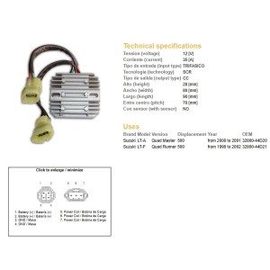 Regulator napięcia Suzuki LT-A Quad Master 500 '00-'01; LT-F 500 Quad Runner '98-'02