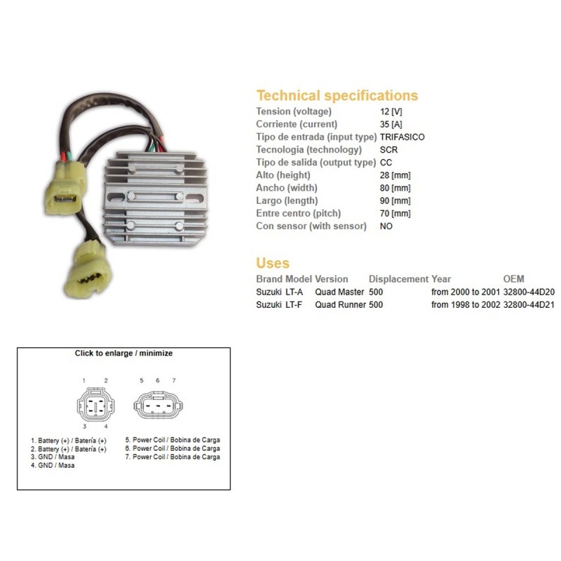 Regulator napięcia Suzuki LT-A Quad Master 500 '00-'01; LT-F 500 Quad Runner '98-'02