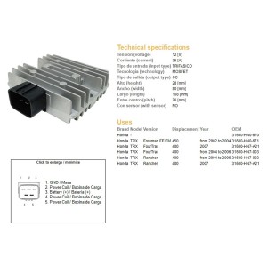 Regulator napięcia Honda TRX 400 Four Trax '04-'07, TRX 400 Rancher '04-'07, TRX 450 FE/FM Foreman '02-'04 (35A)