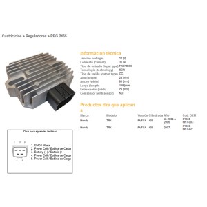 Regulator napięcia Honda TRX 400 Four Trax '04-'07, TRX 400 Rancher '04-'07, TRX 450 FE/FM Foreman '02-'04 (35A)