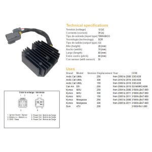 Regulator napięcia KYMCO MXU 150/250/300 '04-'11; CAN AM DS 250 '06-'15; ARCTIC CAT 150/250/300 '06-'19 (35A)