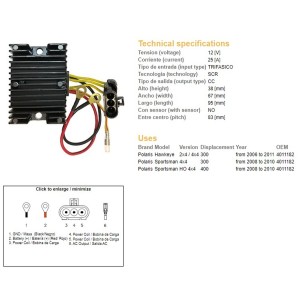 Regulator napięcia Polaris Sportsman 300/400 '08-'10; Hawkeye 300 '06-'11 (4011182)