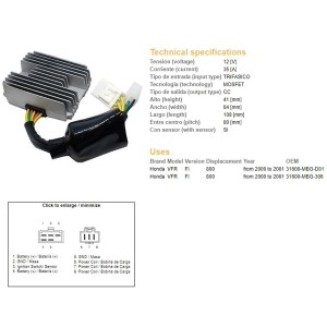 Regulator napięcia Honda VFR 800 FI '00-'01 (35A) (3160-MBG-D01) (ESR691)