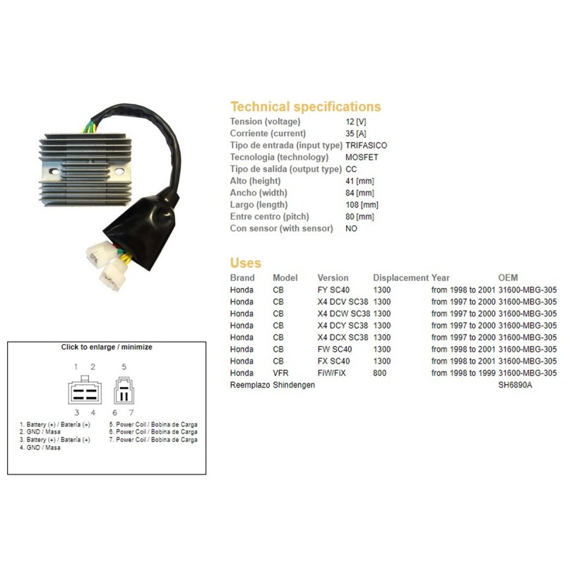 Regulator napięcia Honda CB 1300 '97-'01; VFR 800 '98-'99 - Sklep Moto