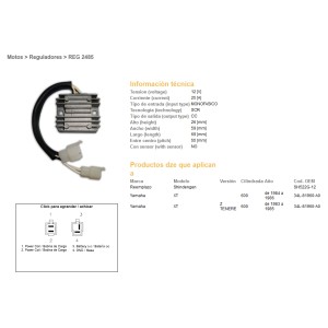 Regulator napięcia Yamaha XT 600Z Tenere '83-'86 (34L-81960-A0) (SH522G-12)