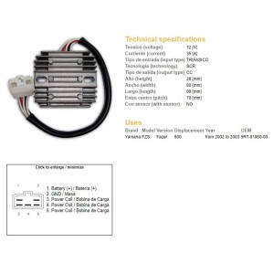 Regulator napięcia Yamaha FZS 600 Fazer '98-'99; TDM 850 '93-'96; XVZ 1300 '96-'01 (35A) (ESR360)