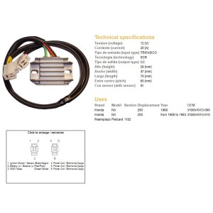 Regulator napięcia Honda NX 250 '88-'93 (31600-KW3-000, 31600-KW3-010)