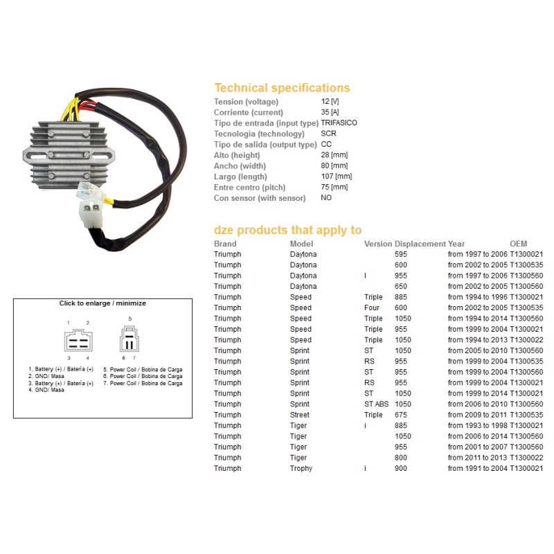 Regulator napięcia do Triumph Daytona i Sprint - Sklep Moto