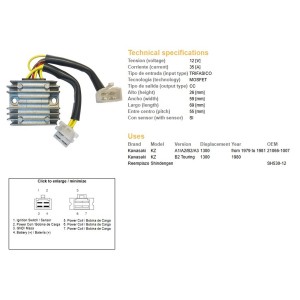 Regulator napięcia Kawasaki KZ 1300A/B '79-'81 (21066-1007) (SH530-12) (ESR470)