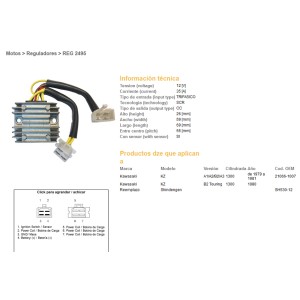 Regulator napięcia Kawasaki KZ 1300A/B '79-'81 (21066-1007) (SH530-12) (ESR470)