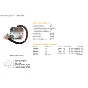 Regulator napięcia Kawasaki VN 800 Vulcan '95-'05, VN 800 Classic '96-'05, VN 800 Drifter '00-'06, ZX6R '98-'92 (35A)
