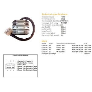 Regulator napięcia Kawasaki VN 800 Vulcan '95-'05, VN 800 Classic '96-'05, VN 800 Drifter '00-'06, ZX6R '98-'92 (35A)