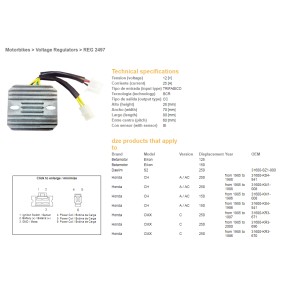 Regulator napięcia do motocykli Honda, Kymco, Malaguti, Piaggio, Sym