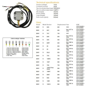 Regulator napięcia do BMW R 60/75/65/80/90/100 i Moto Guzzi 650/750/850/1000 '74-'88, '75-'95