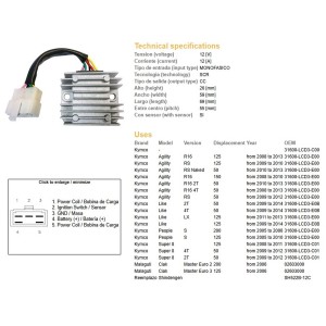 Regulator napięcia do Kymco Agility, People i Super 8 - OEM 31600-LCD3-C0