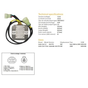 DZE REGULATOR NAPIĘCIA ARCTIC CAT 650 '04-'06 12V35A - OEM-0430-035, 0430-046