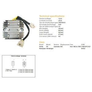 Regulator napięcia Honda NX 650 Dominator '92-'94 (OEM 31600-MY2-621) (25A)