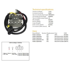 DZE REGULATOR NAPIĘCIA POLARIS SPORTSMAN 450 '16-'17; 570 '14-'20; HAWKAYE 325 '15 (4014543; 4015214; 4015230) (50A)