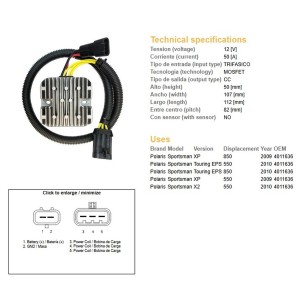 Regulator napięcia Polaris Sportsman 550/850 '09-'10 50A (40111636)