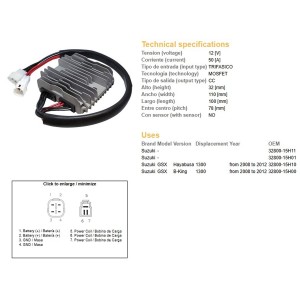 Regulator napięcia Suzuki GSXR 1300 Hayabusa '08-'12; B-King 1300 '08-'12 (OEM:32800-15H10)