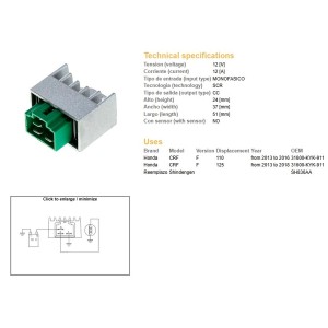 Regulator napięcia Honda CRF 110 '13-16; CRF 125 '13-'18 (OEM 31600-KYK-911) (12A)