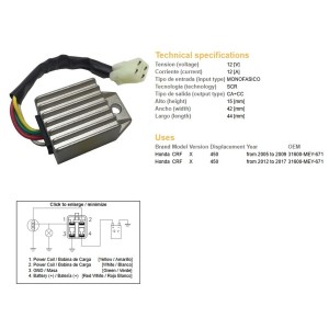 Regulator napięcia Honda CRF 450X '05-'17 (OEM 31600-MEY-671)