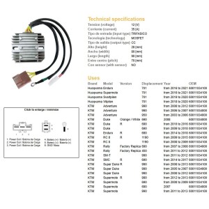 Regulator napięcia do motocykli Husqvarna 701, KTM ADV 950/990, Duke 690, Super Duke 990, SM 690