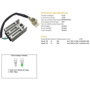 Regulator napięcia Honda XR 600R XR 650R (OEM 31400-MN1-680) - Sklep Moto