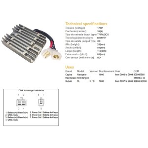 Regulator napięcia do Cagiva Navigator 1000, Suzuki TL 1000R/S - OEM 800092586; 32800-02F00