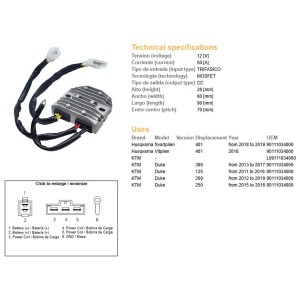 Regulator napięcia KTM Duke 125 11-16, Duke 200 12-19, Duke 250 15-16, Duke 390 13-17, Husqvarna 401 18-19