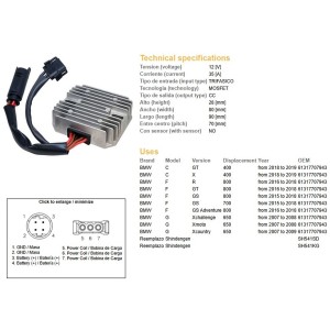 Regulator napięcia do BMW C 400GT/X '18-'19, G 650 '07-'09, F 700GS '15-'18, F 800GS Adventure '16-'18, F 800GT/GS/R